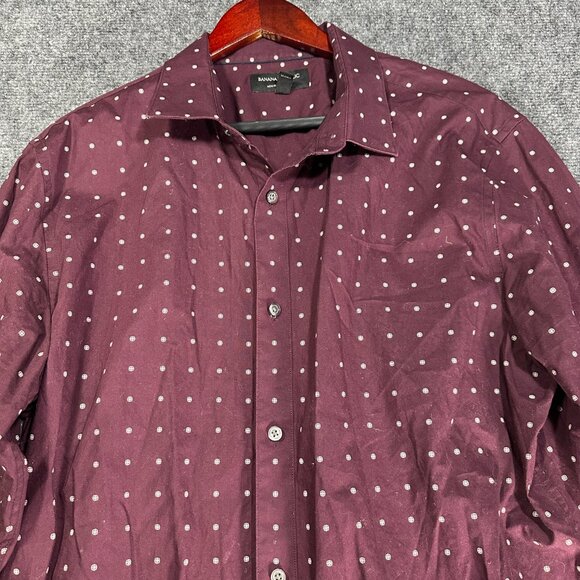 Banana Republic Shirt Men XL Non Iron Slim Fit Purple Print Cotton Button Up - Picture 4 of 8